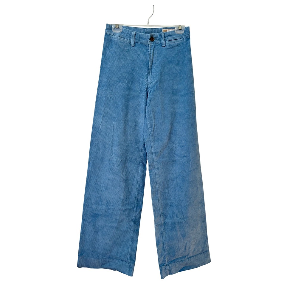 Gap Women 4 Tall Blue Stone Corduroy Wide Leg High Rise Pants 616992-02